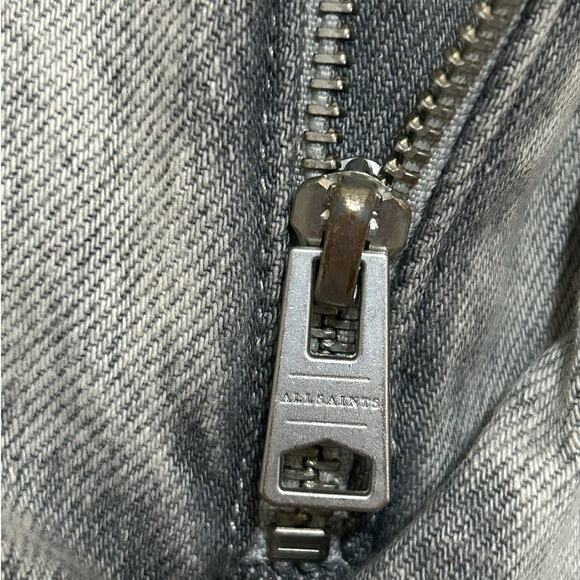 All Saints Women's Size 8 Denim Skirt Y2K Mini Skater Acid Washed Preppy - Picture 10 of 10